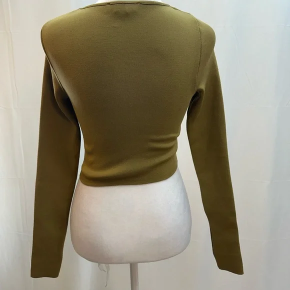 Zara Green Long Sleeve Crop Top S - Picture 4 of 4